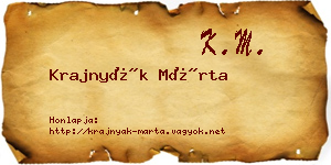 Krajnyák Márta névjegykártya